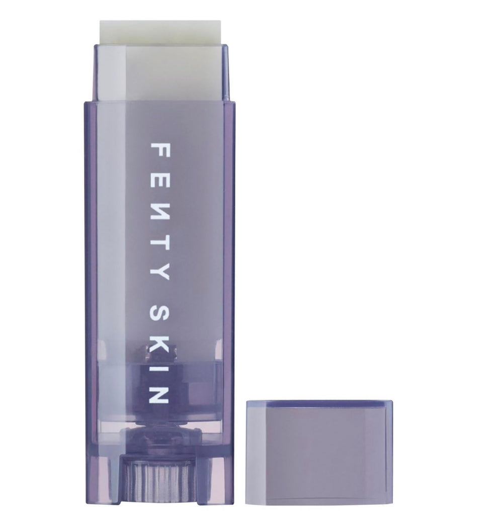 Fenty Skin Lux Balm packaging close-up highlighting mess-free, hydrating lip care.