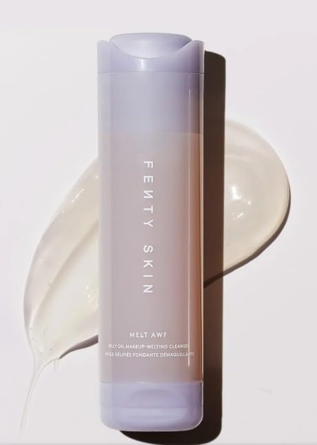 Fenty Skin Melt Awf Jelly Oil Cleanser with pump removes waterproof makeup gently.