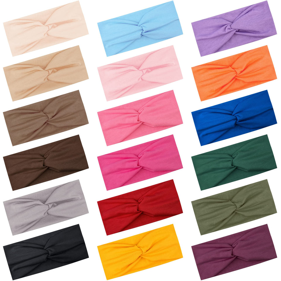 FEQO twist headbands with front knot for a secure non-slip fit during workouts.