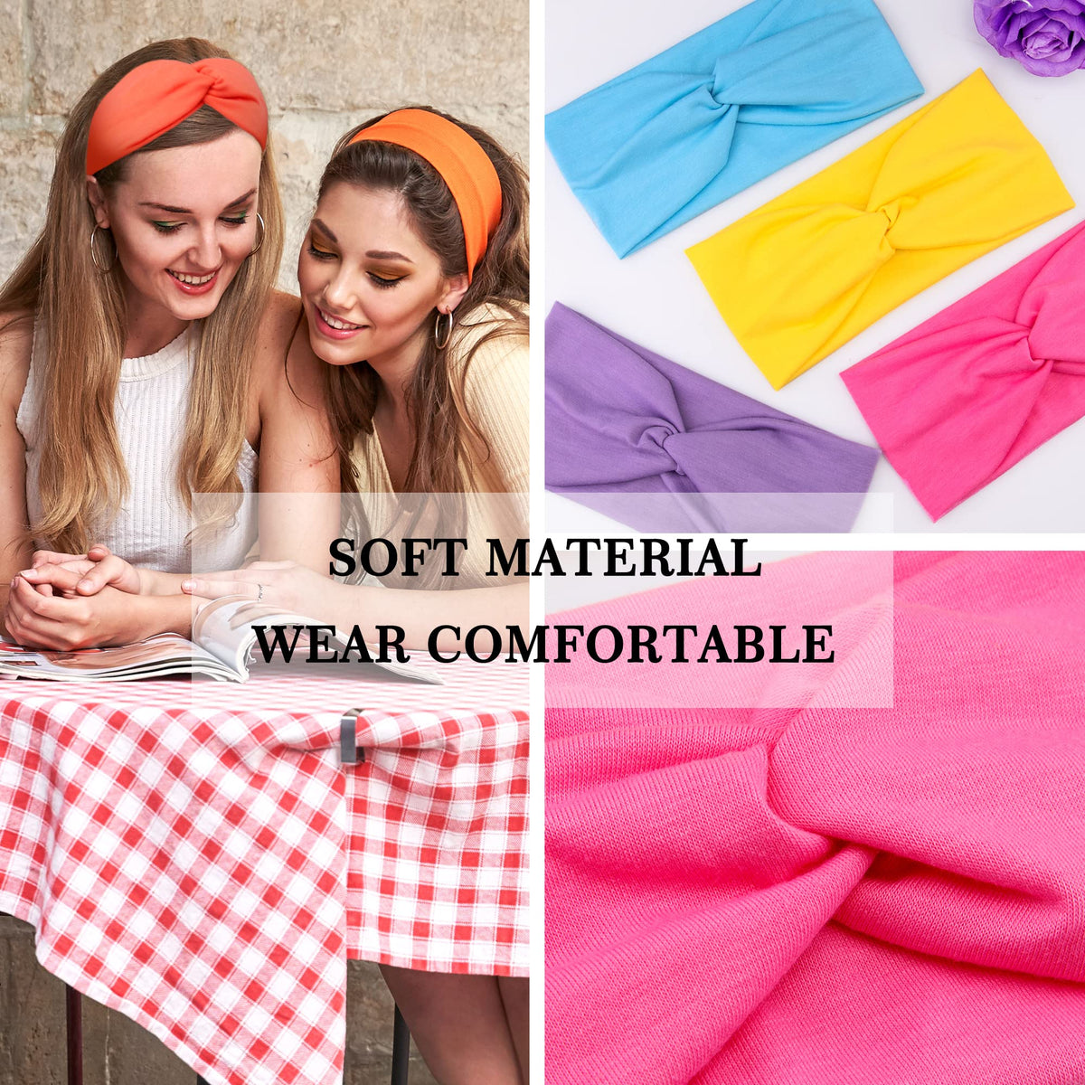 FEQO twist knot front design headband adds elegant style.