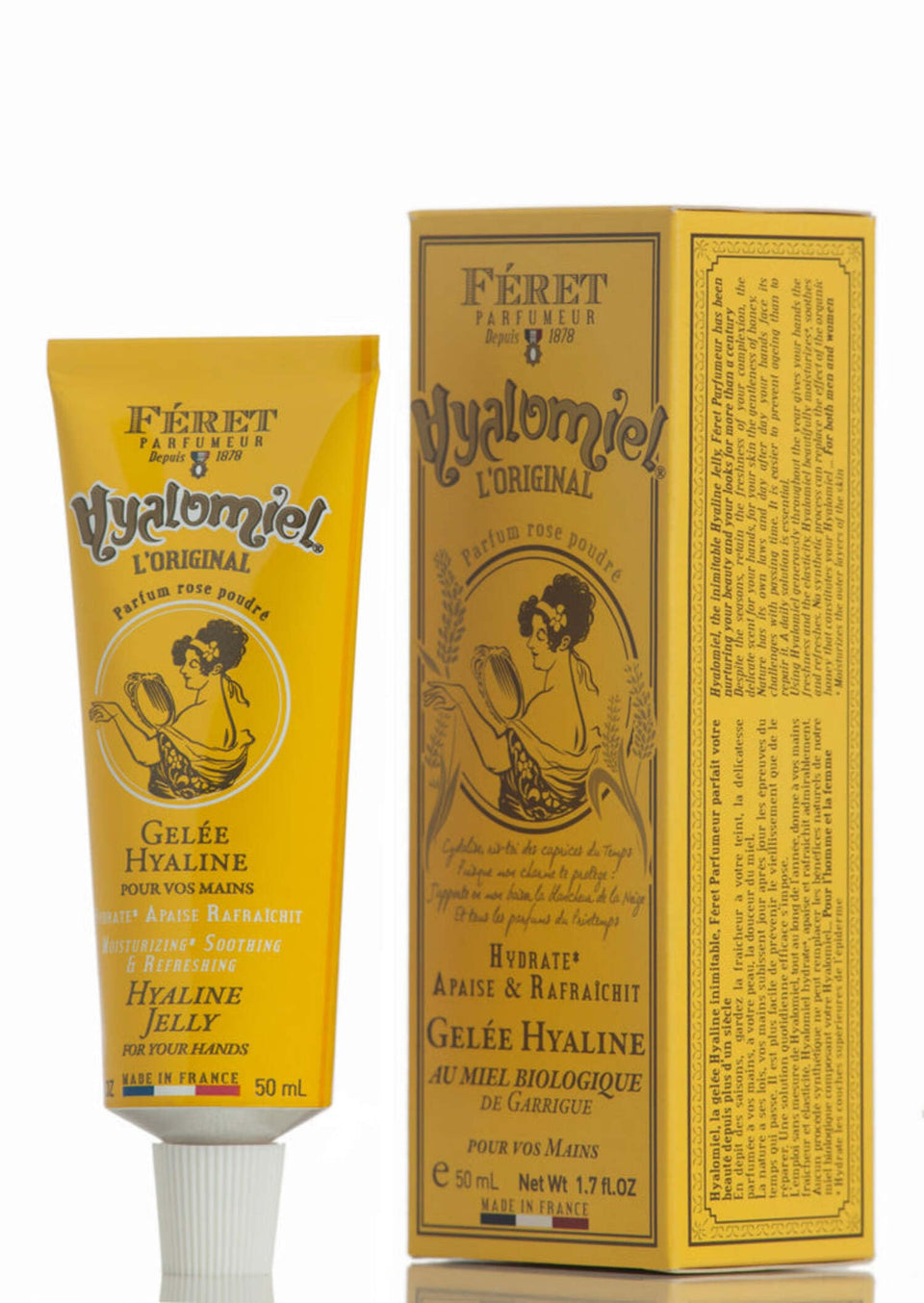 Feret Parfumeur Le Hyalomiel Gel bottle with rose powder fragrance and hydrating formula