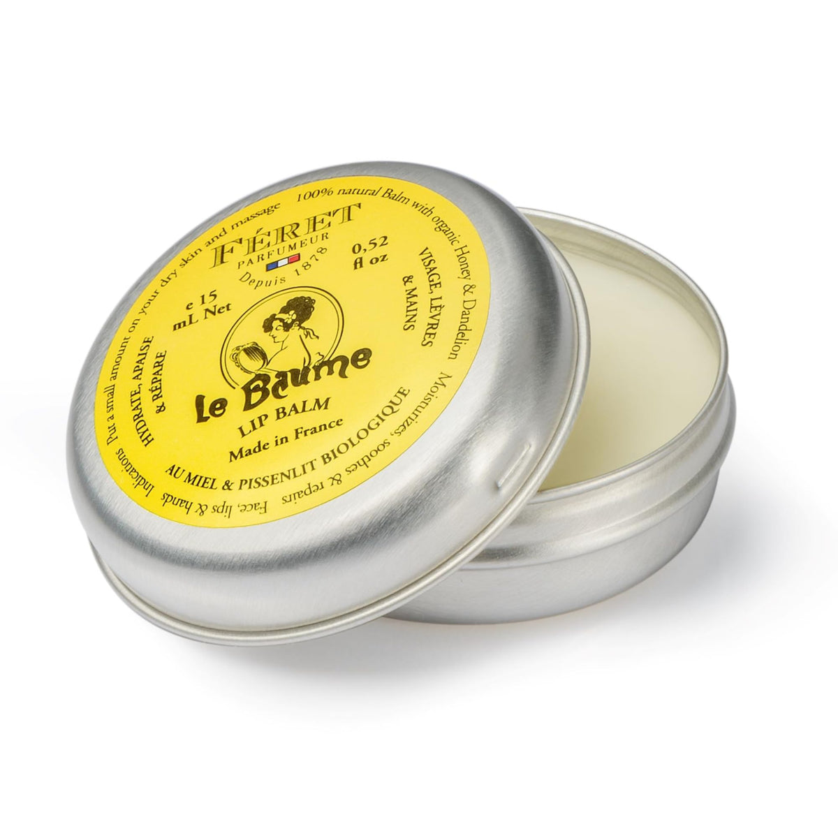 Feret Parfumeur Powder Rose Balm tin with vintage packaging