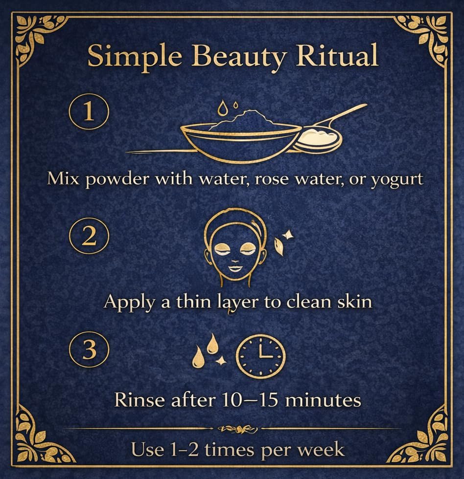 FERIHA Nila powder with rose water mix for an at-home spa routine.
