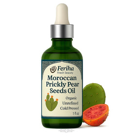 FERIHA prickly pear seed oil bottle shows premium hydration for face.