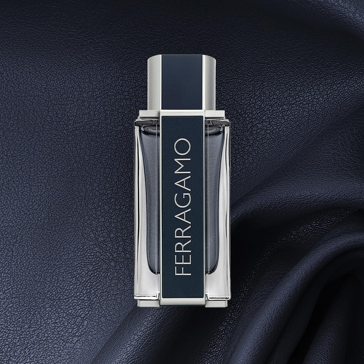 Ferragamo Eau de Toilette model wearing fragrance for versatile day to night.