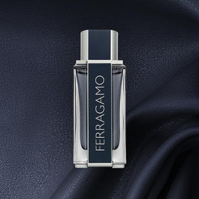 Ferragamo Eau de Toilette model wearing fragrance for versatile day to night.