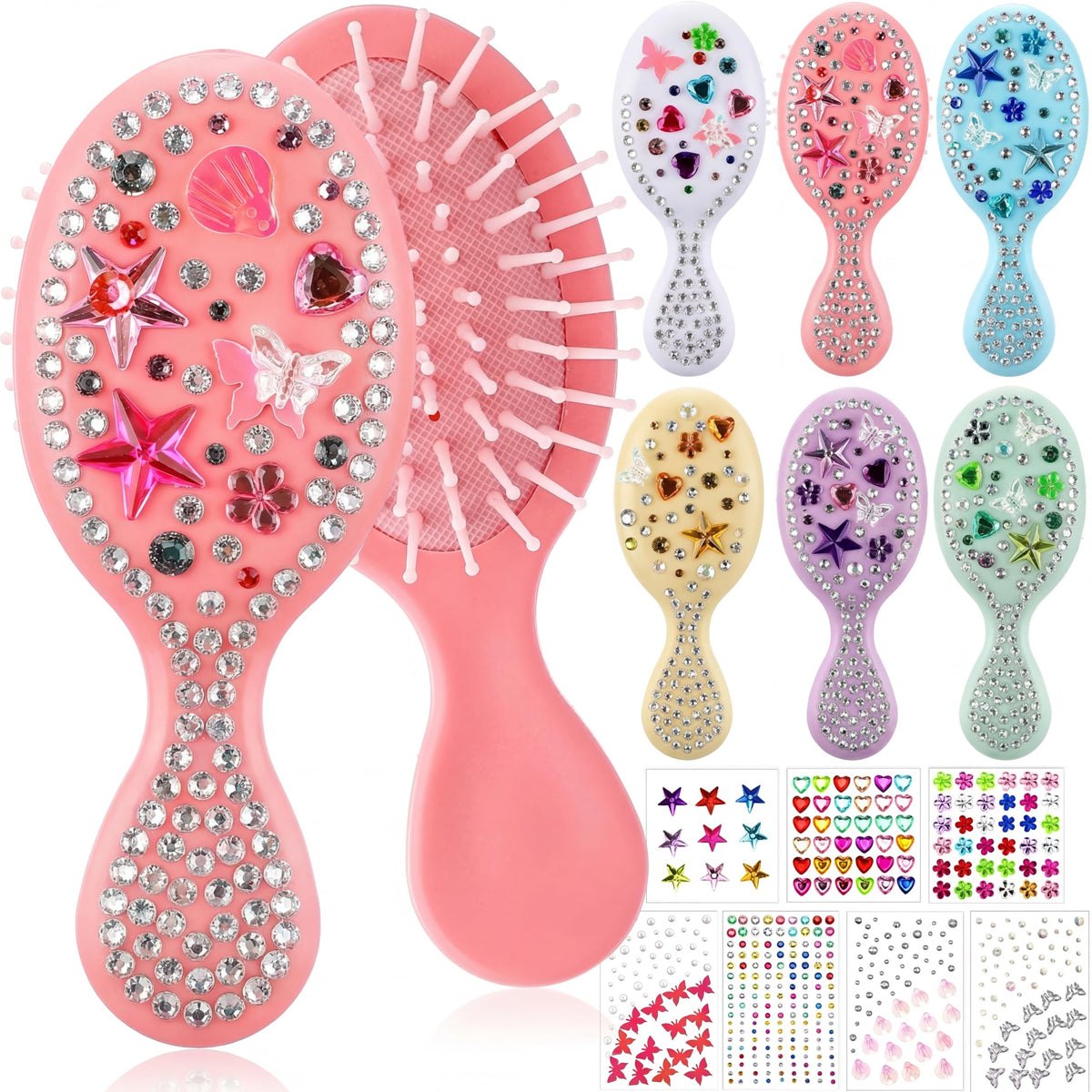 Ferrochef DIY mini hair brush set with pastel colors for portable detangling