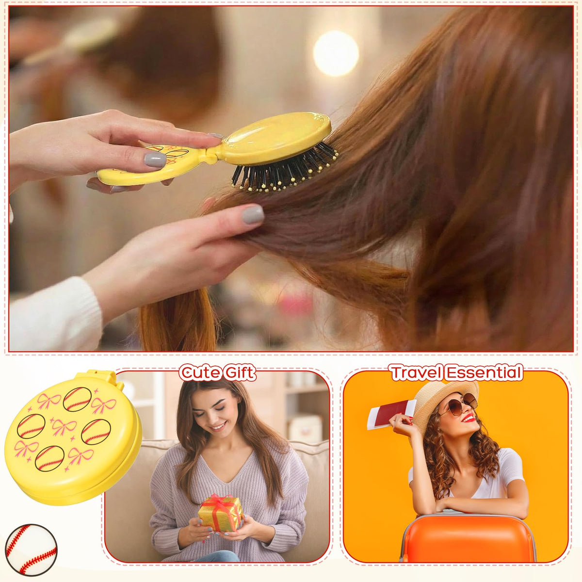 Ferrochef colorful softball design brush, stylish daily grooming accessory.