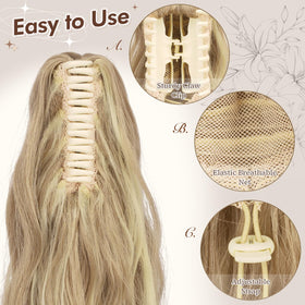 FESHFEN clip-in ponytail for events and everyday wear.