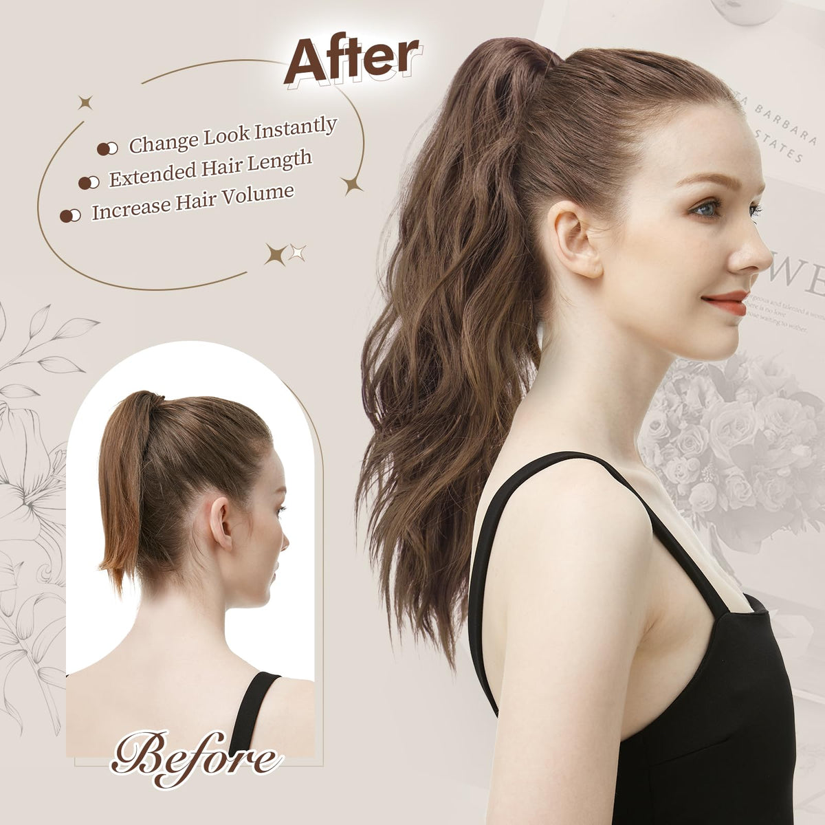 FESHFEN 20-inch hairpiece delivers subtle curl and body.