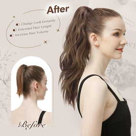FESHFEN 20-inch hairpiece delivers subtle curl and body.