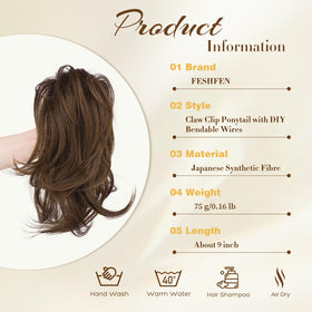 FESHFEN fluffy messy bun hair piece ready for quick updos