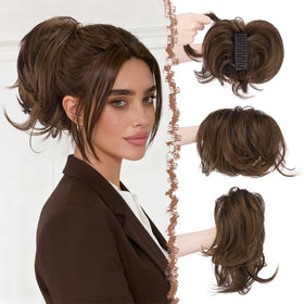 FESHFEN claw clip short ponytail extension with bendable wires for customizable volume