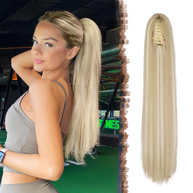 FESHFEN claw clip ponytail in dirty blonde for quick, secure clip-in styling.