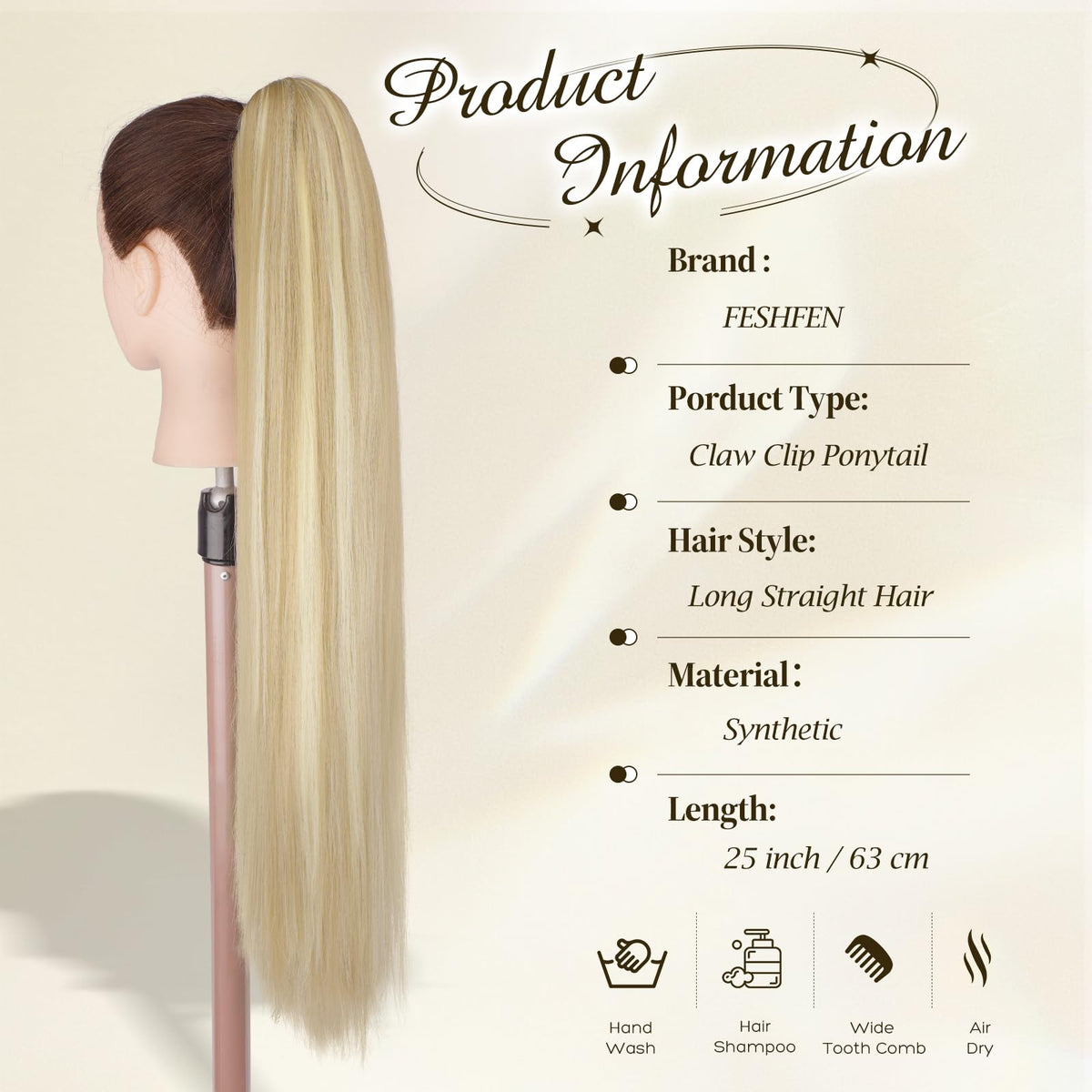 FESHFEN ponytail extension enables fast daily transformations.