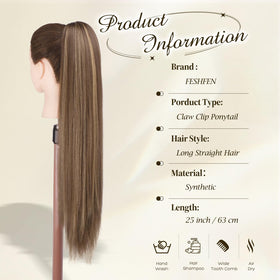 FESHFEN versatile ponytail adapts from clip to drawstring styles.