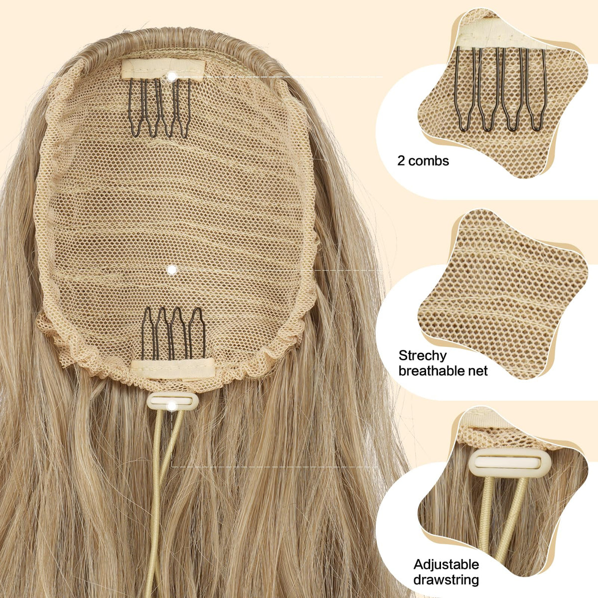 FESHFEN drawstring ponytail adds instant length and effortless texture.