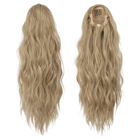 FESHFEN ponytail extensions with long curly waves for quick, stylish styling.