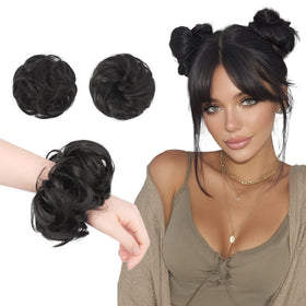 FESHFEN 2pcs small messy bun extensions for versatile styling on thin hair