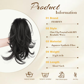 FESHFEN bendable-wires hair piece demonstrates customizable shape and volume.