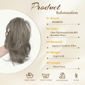 FESHFEN bendable-wires hairpiece shapes versatile buns and styles.