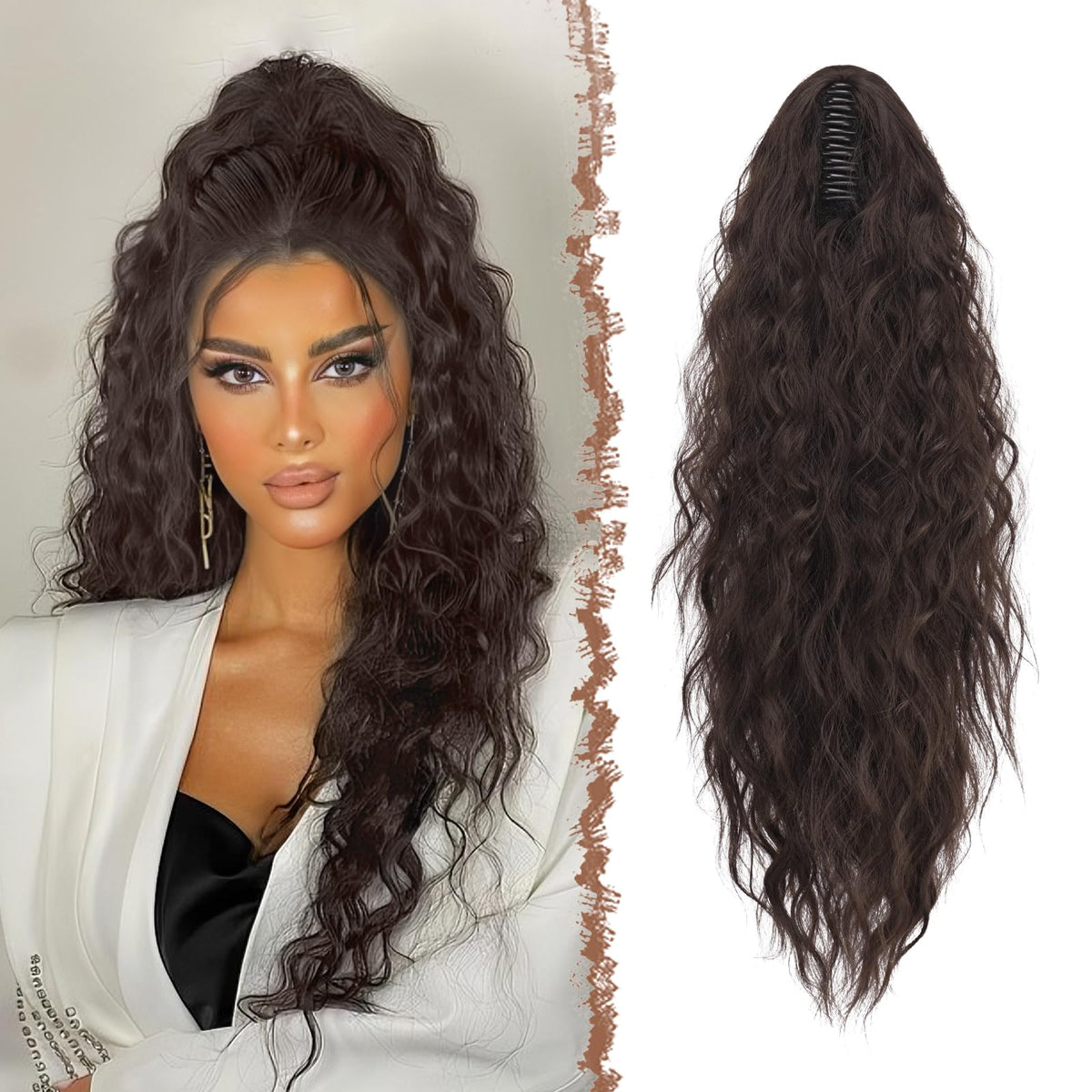 FESHFEN claw-clip ponytail extensions with secure attachment for easy daily wear