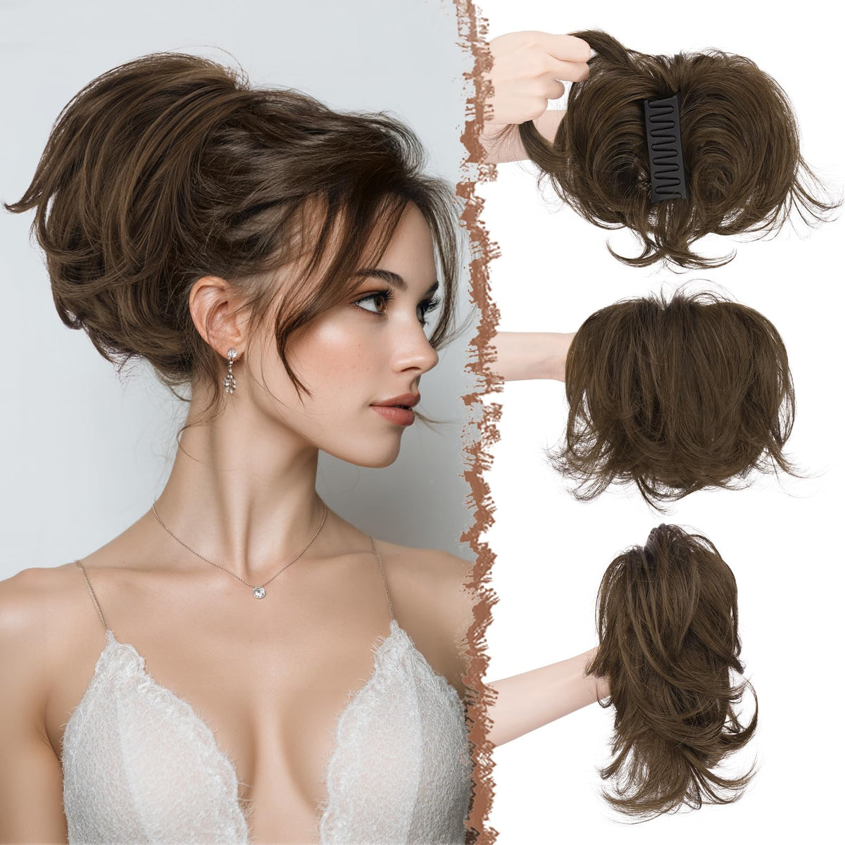 FESHFEN claw clip short ponytail extension adds instant volume.