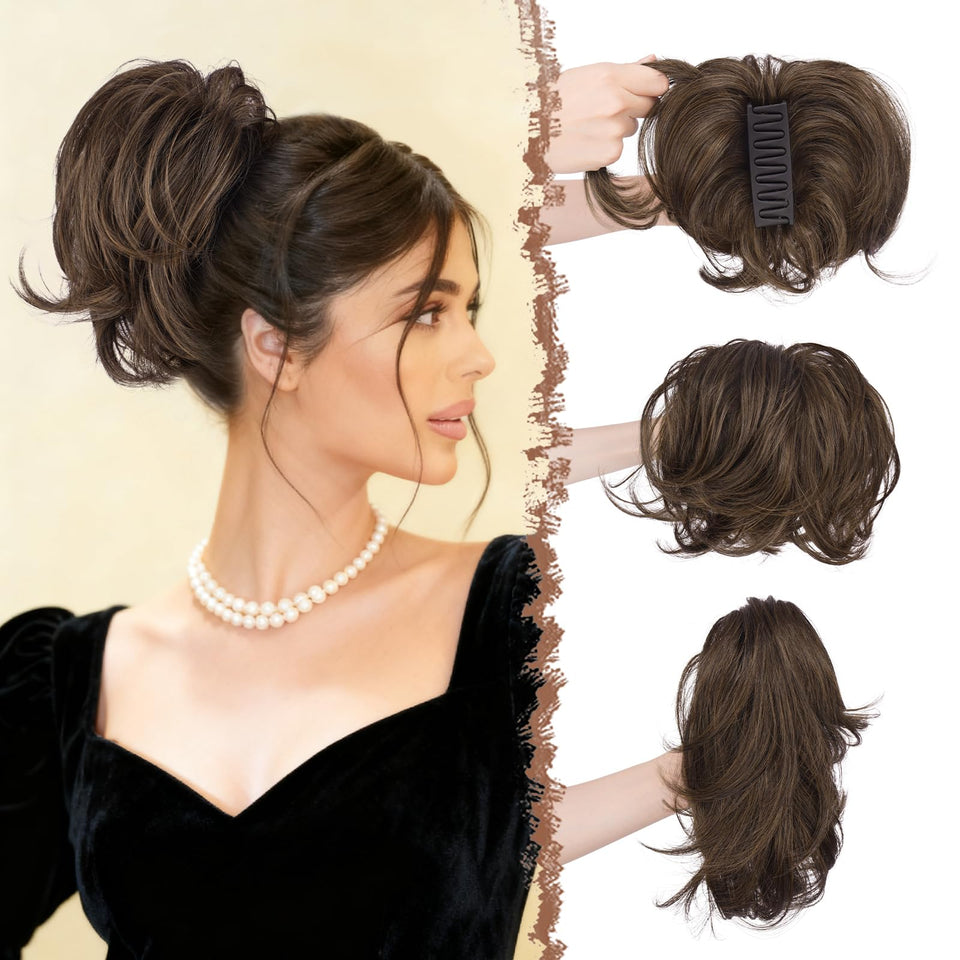 FESHFEN claw clip short ponytail extension adds instant volume and easy styling.