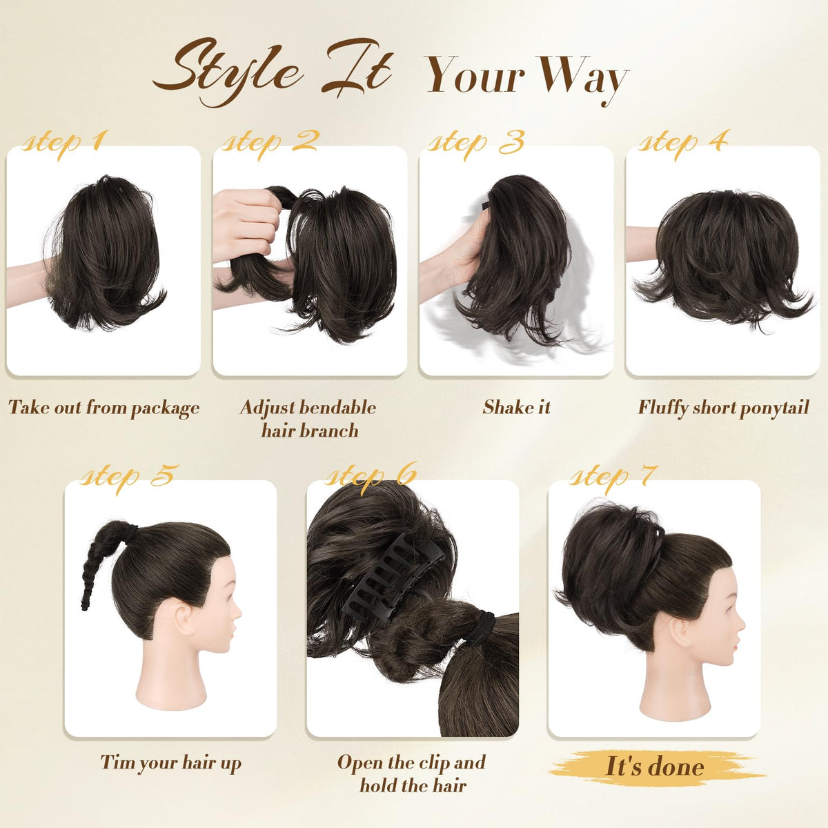 FESHFEN versatile ponytail extension for daily wear, cosplay, or events.