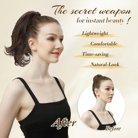 FESHFEN easy attach pony tail extension with built-in clip for quick styling.