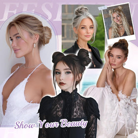 FESHFEN elastic adjustable bun hairpiece fits thin or thick hair