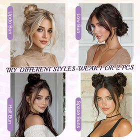FESHFEN high-temp synthetic fiber bun looks full and shiny