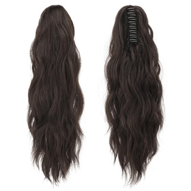 FESHFEN long clip-in ponytail shows natural waves and volume