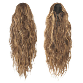 FESHFEN ponytail extensions close-up shows adjustable elastic for a comfortable fit
