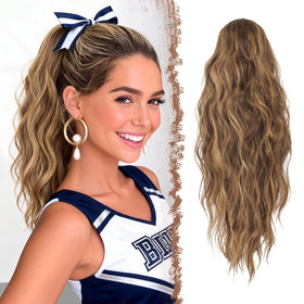 FESHFEN ponytail extensions with drawstring attachment for quick, secure styling