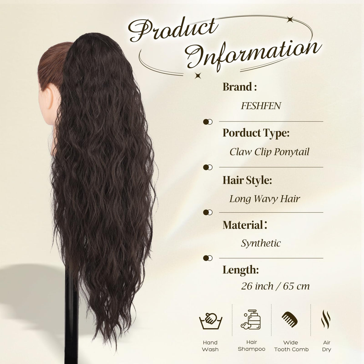FESHFEN secure-clip keeps ponytail in place throughout daily activities