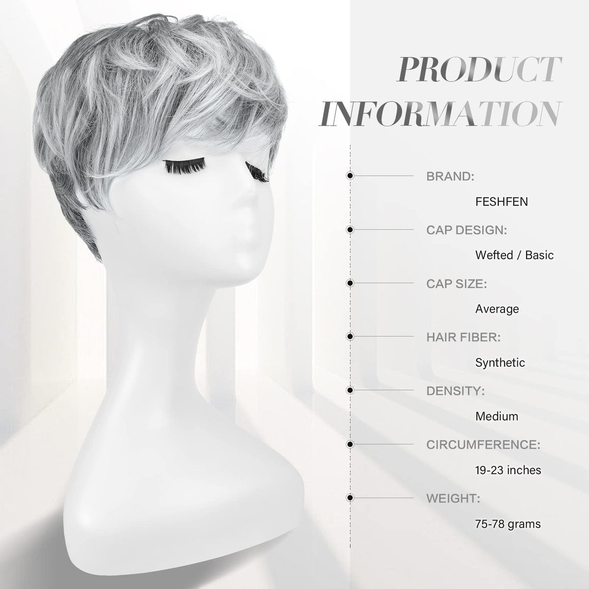 FESHFEN short pixie wig with textured layers for versatile styling.