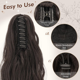 FESHFEN wavy ponytail extension emphasizes effortless styling in seconds