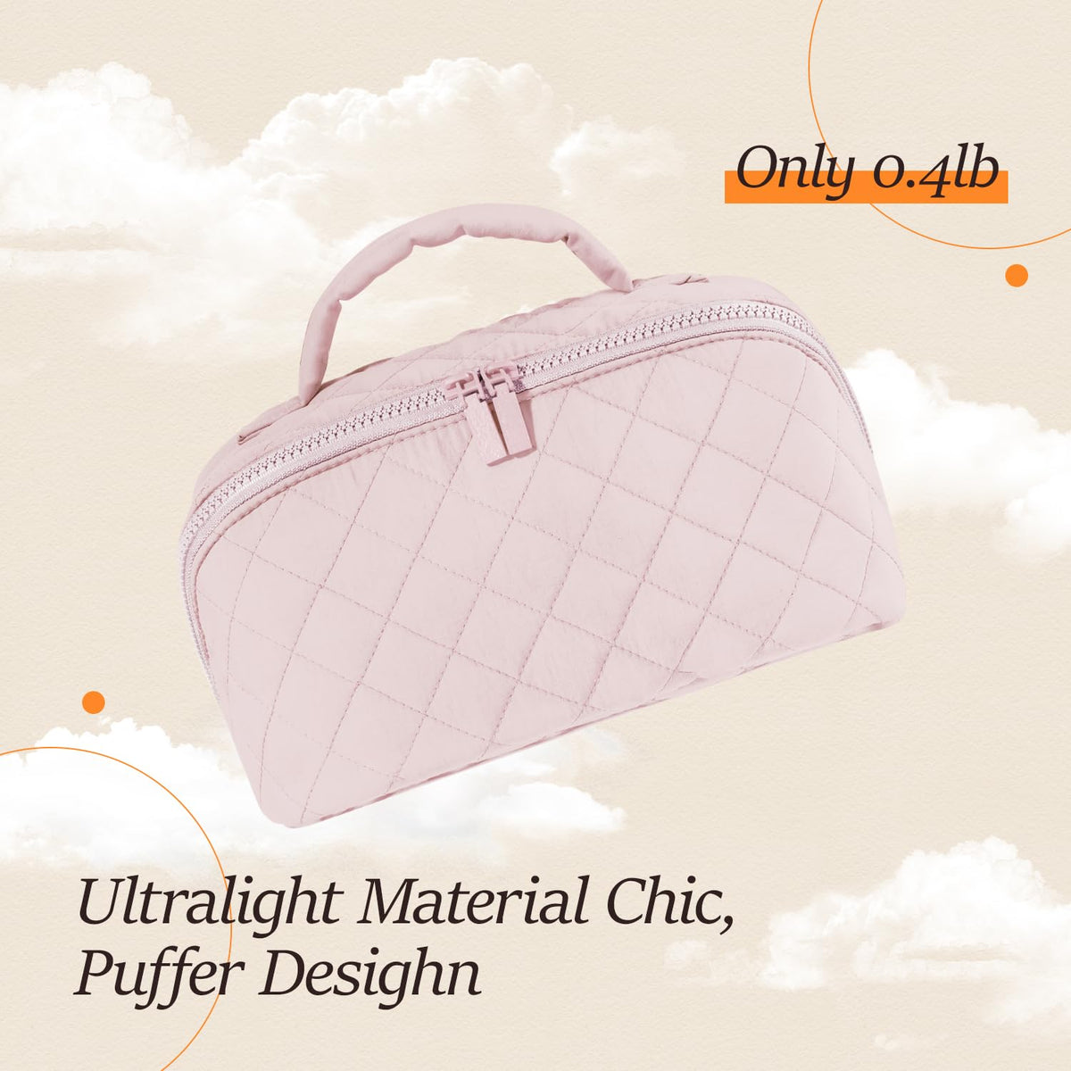 Festivalment makeup bag pink lay-flat open design for visibility