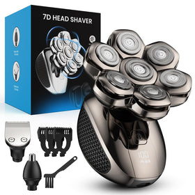 Feysfew head shaver with 7D floating heads for a smoother scalp shave.