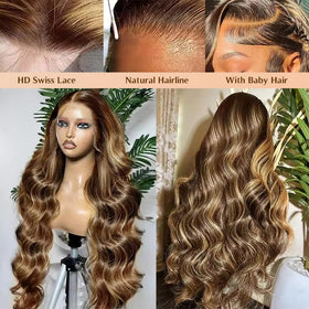 FFEGG Swiss lace transparent front melts into skin for seamless look.