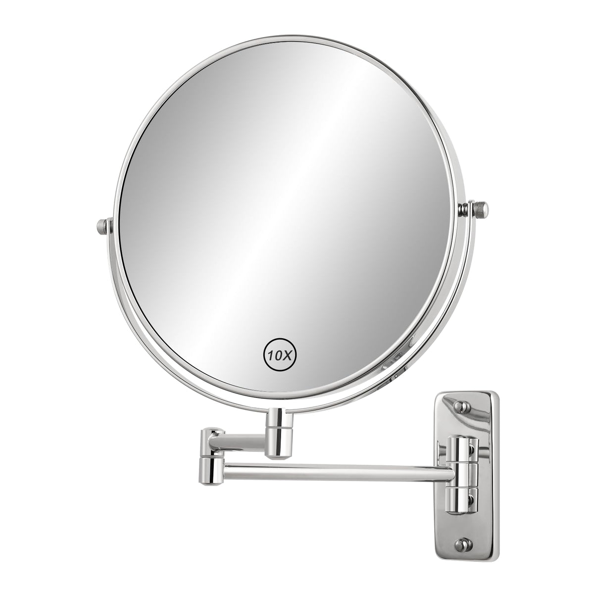 FFowcye 8-inch wall-mounted makeup mirror with 1x/10x magnification for precise detailing.