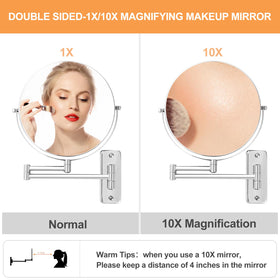 FFowcye double-sided magnifying mirror shows 1x and 10x for full view and close-up checks.