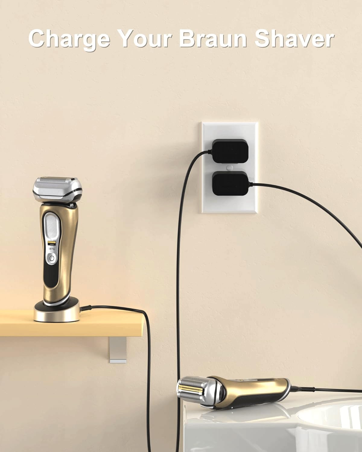 FGIEU Braun shaver charger compact design fits countertops and travel spaces