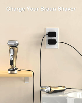 FGIEU Braun shaver charger compact design fits countertops and travel spaces