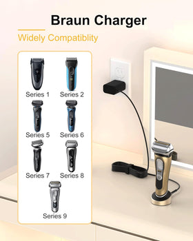 FGIEU Braun shaver charger durable cord resists wear for daily grooming routines