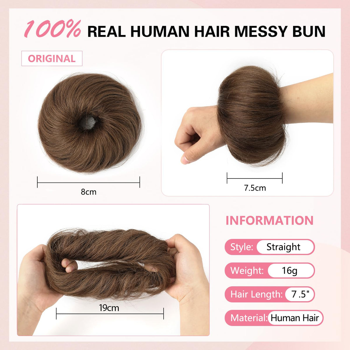 FGZJMAE chocolate brown donut updo with fluffy texture for volume
