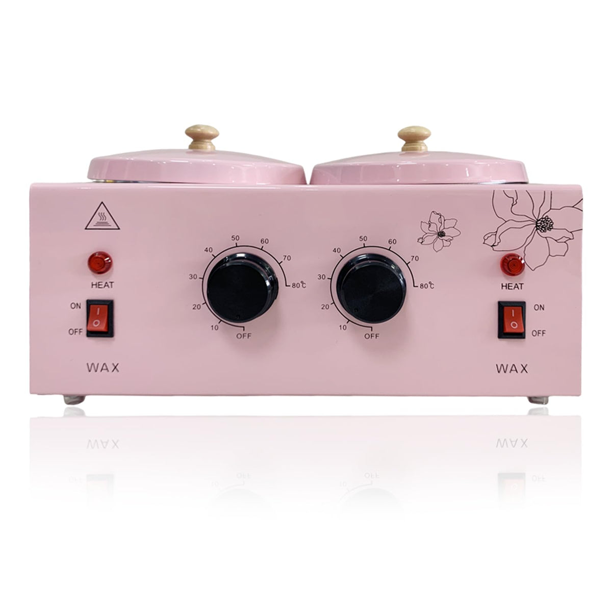 FHATSJ double-pots wax warmer pink top view showing dual pots for salon or home use.