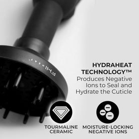 In use: handleless FHI Heat dryer delivering frizz control and shine