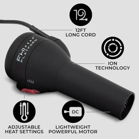 Blow Out handleless dryer nozzle focusing airflow for smooth results